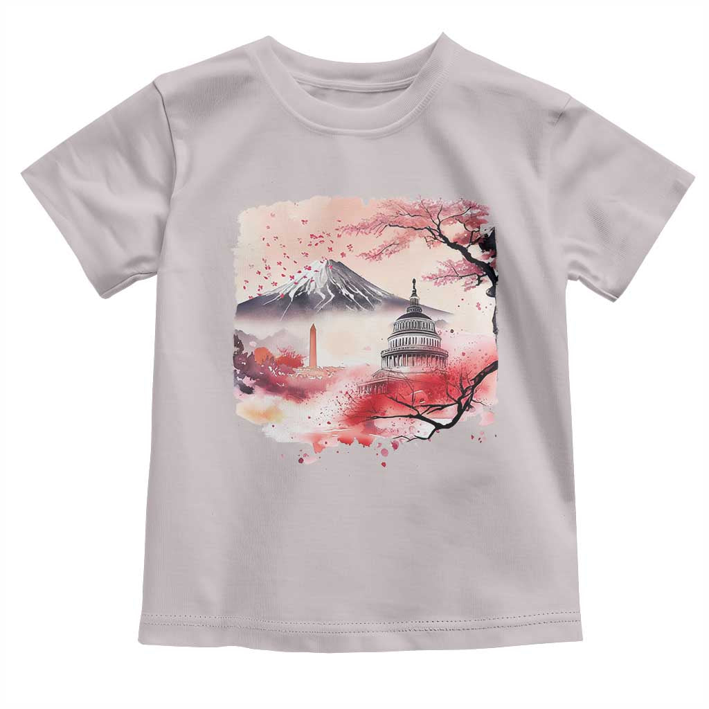 Washington DC Cherry Blossoms Monuments Memorials Toddler T Shirt Japanese Art Style Mount Fuji Sakura