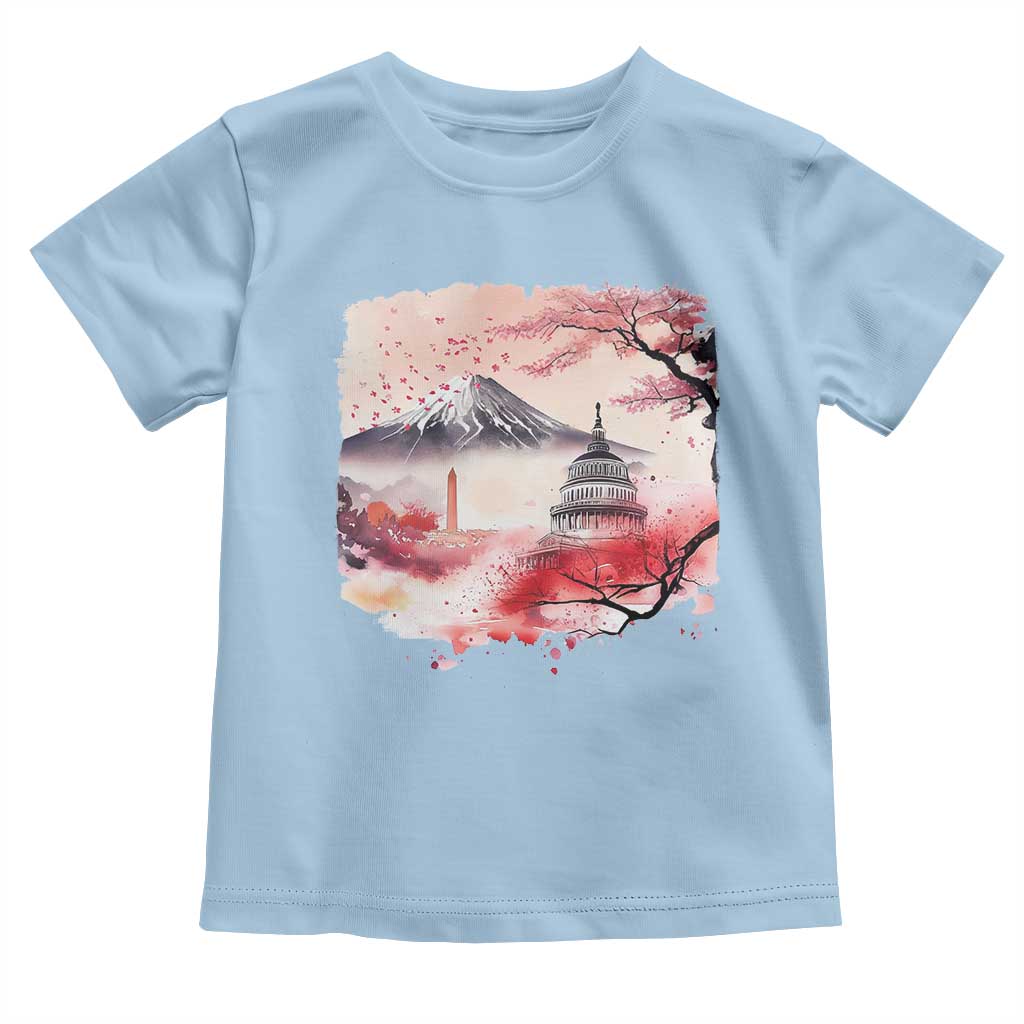 Washington DC Cherry Blossoms Monuments Memorials Toddler T Shirt Japanese Art Style Mount Fuji Sakura