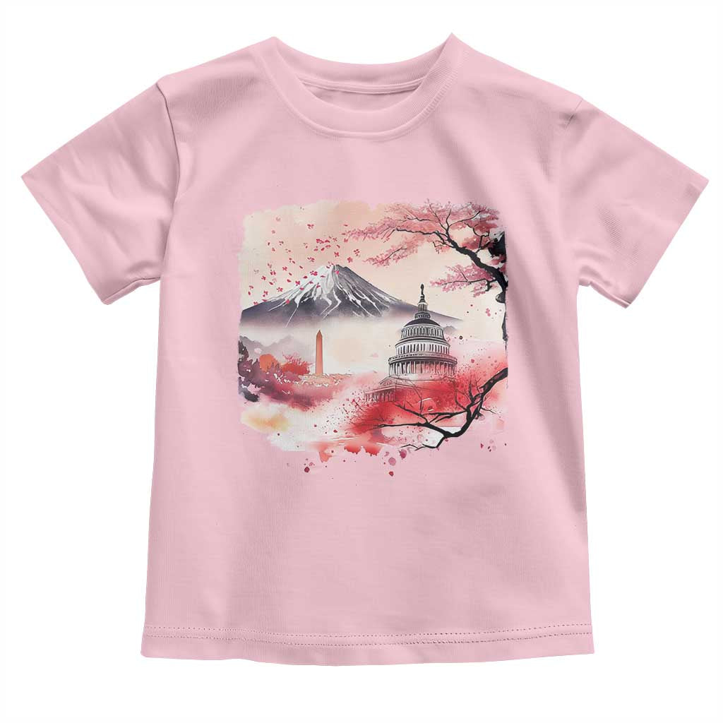 Washington DC Cherry Blossoms Monuments Memorials Toddler T Shirt Japanese Art Style Mount Fuji Sakura