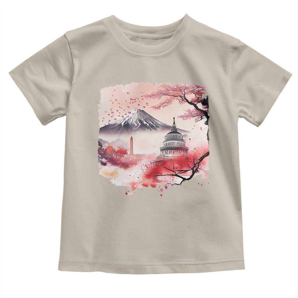Washington DC Cherry Blossoms Monuments Memorials Toddler T Shirt Japanese Art Style Mount Fuji Sakura
