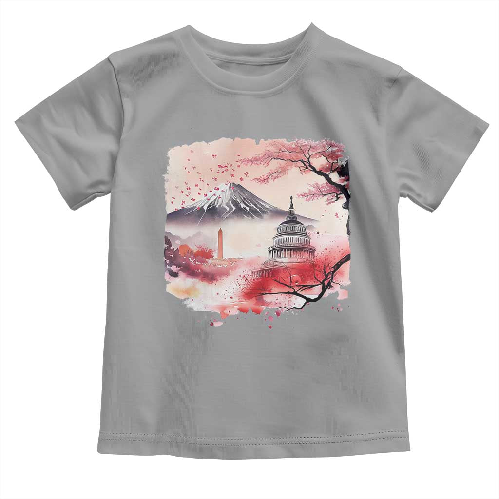 Washington DC Cherry Blossoms Monuments Memorials Toddler T Shirt Japanese Art Style Mount Fuji Sakura