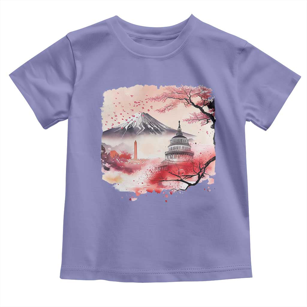 Washington DC Cherry Blossoms Monuments Memorials Toddler T Shirt Japanese Art Style Mount Fuji Sakura