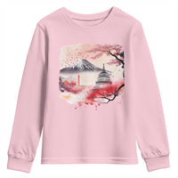 Washington DC Cherry Blossoms Monuments Memorials Youth Sweatshirt Japanese Art Style Mount Fuji Sakura