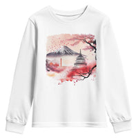 Washington DC Cherry Blossoms Monuments Memorials Youth Sweatshirt Japanese Art Style Mount Fuji Sakura