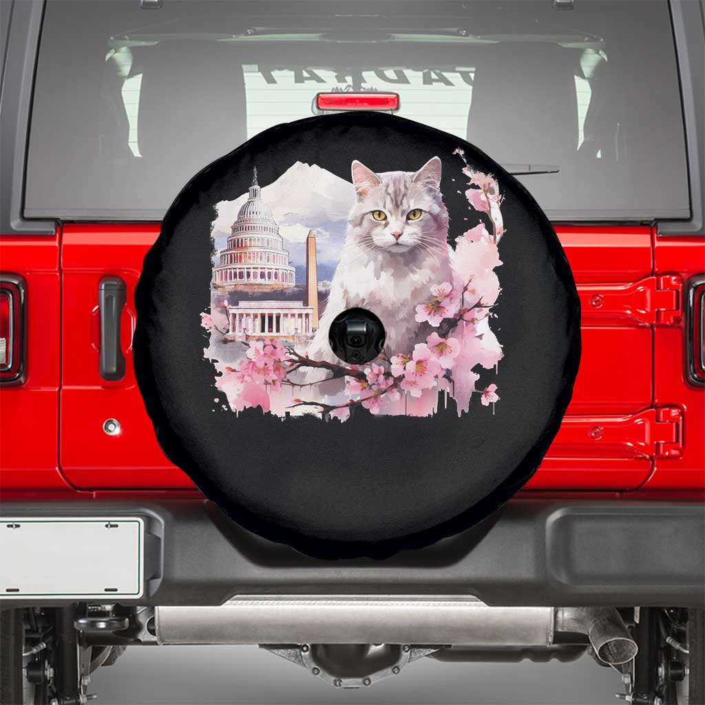 Washington DC Cat Cherry Blossoms Spare Tire Cover Capitol Building Monuments Memorials Sakura