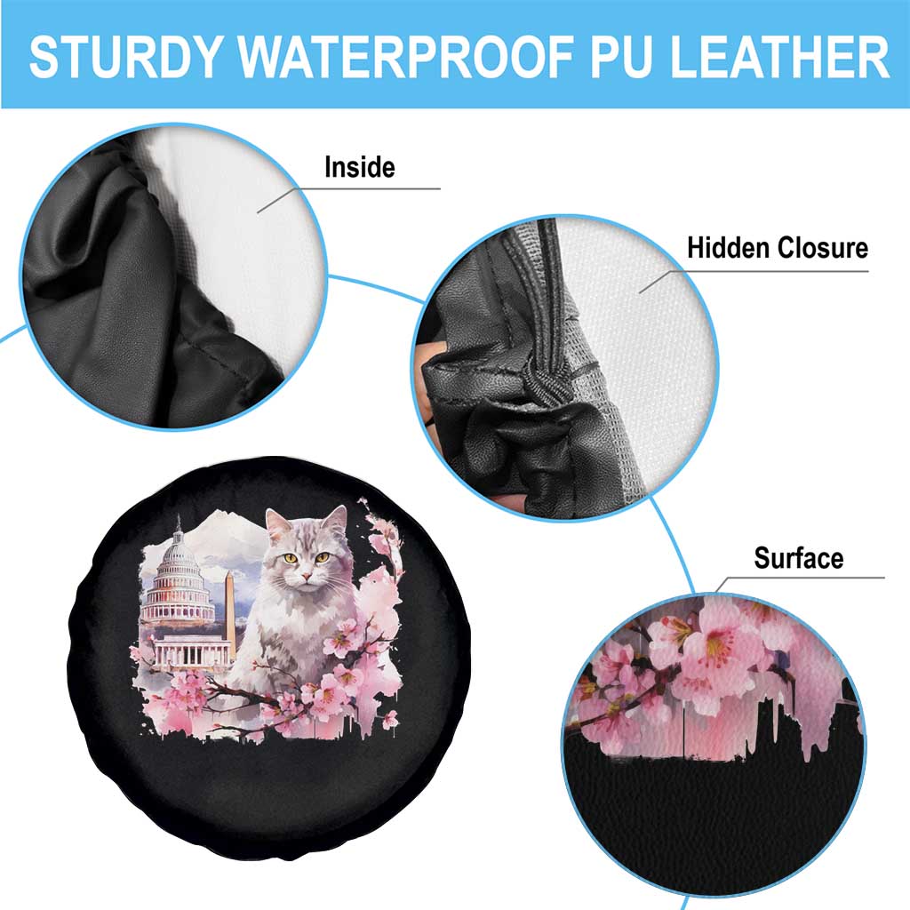 Washington DC Cat Cherry Blossoms Spare Tire Cover Capitol Building Monuments Memorials Sakura
