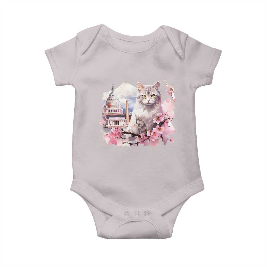 Washington DC Cat Cherry Blossoms Baby Onesie Capitol Building Monuments Memorials Sakura