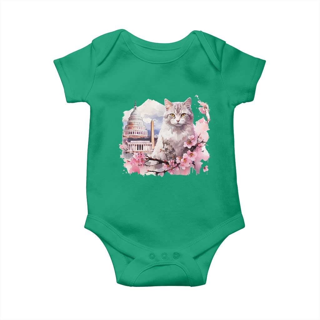 Washington DC Cat Cherry Blossoms Baby Onesie Capitol Building Monuments Memorials Sakura