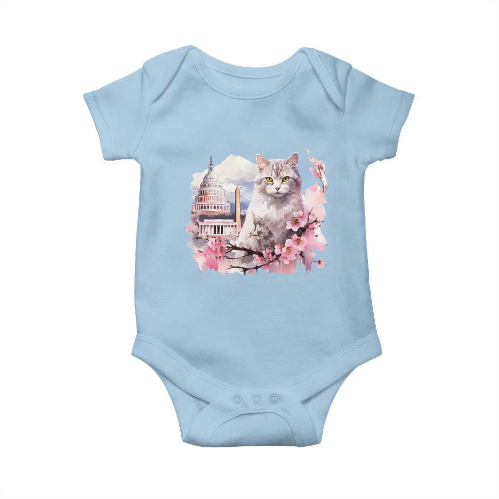 Washington DC Cat Cherry Blossoms Baby Onesie Capitol Building Monuments Memorials Sakura