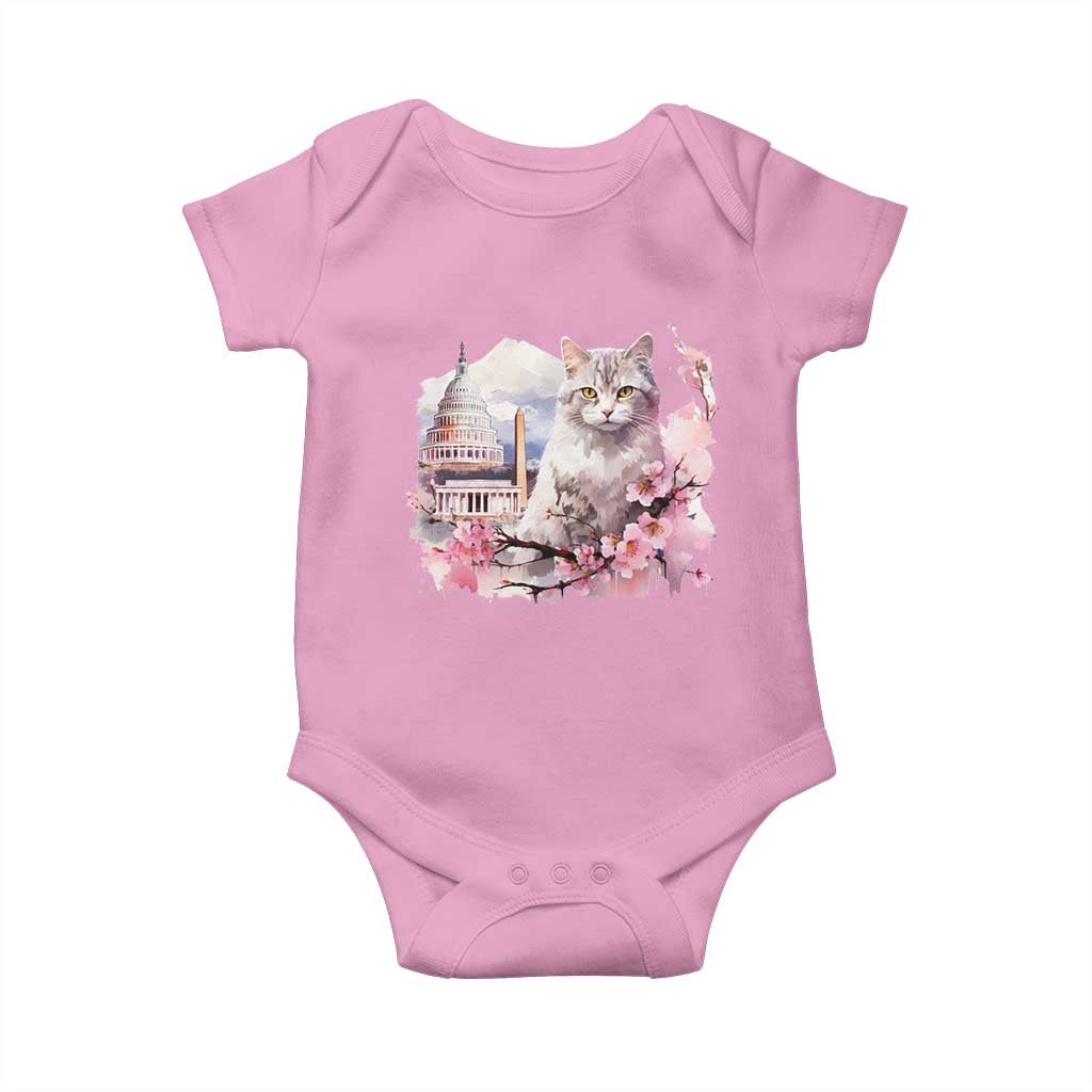 Washington DC Cat Cherry Blossoms Baby Onesie Capitol Building Monuments Memorials Sakura