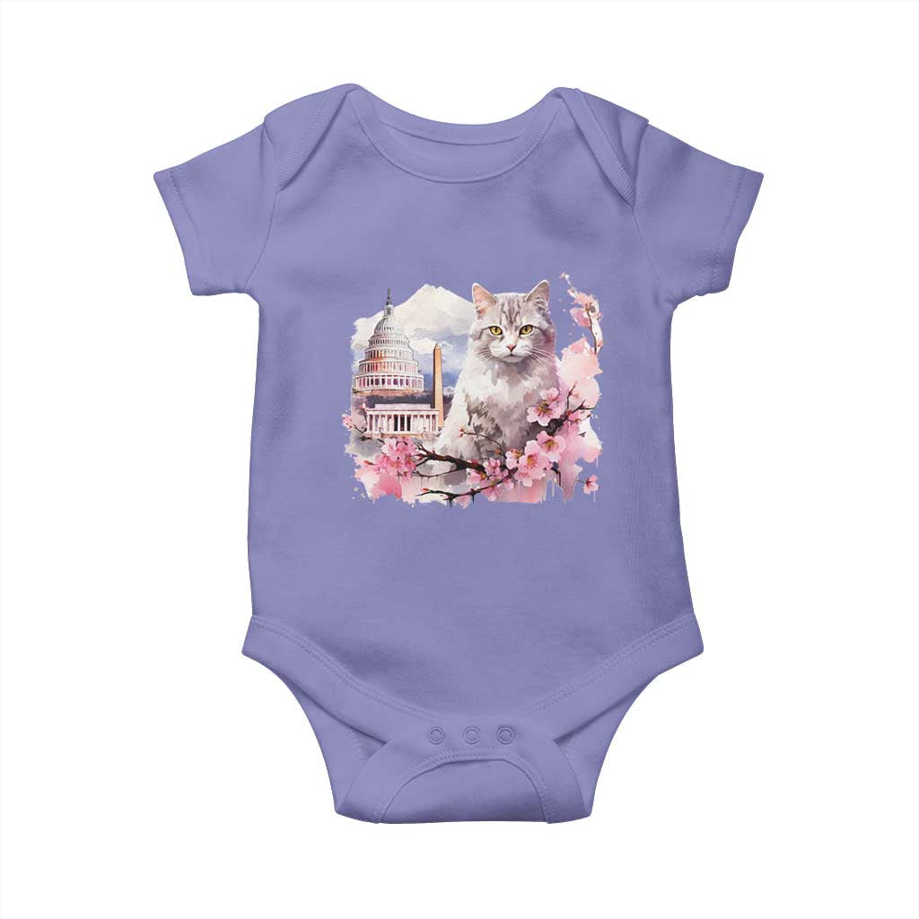 Washington DC Cat Cherry Blossoms Baby Onesie Capitol Building Monuments Memorials Sakura