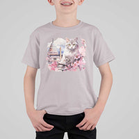 Washington DC Cat Cherry Blossoms T Shirt For Kid Capitol Building Monuments Memorials Sakura