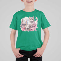 Washington DC Cat Cherry Blossoms T Shirt For Kid Capitol Building Monuments Memorials Sakura