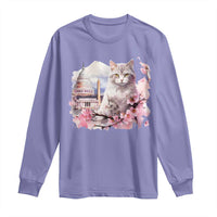 Washington DC Cat Cherry Blossoms Long Sleeve Shirt Capitol Building Monuments Memorials Sakura