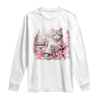 Washington DC Cat Cherry Blossoms Long Sleeve Shirt Capitol Building Monuments Memorials Sakura