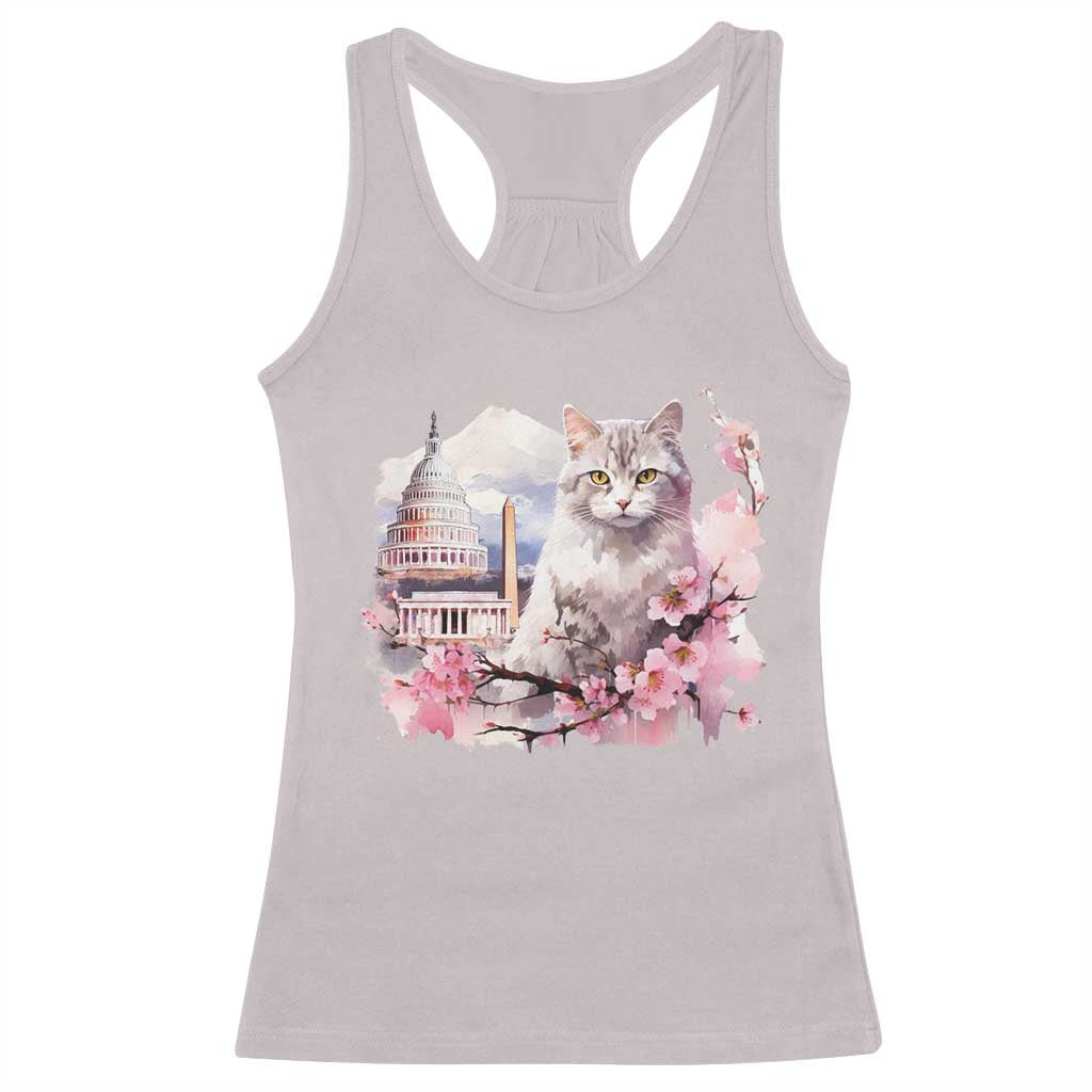 Washington DC Cat Cherry Blossoms Racerback Tank Top Capitol Building Monuments Memorials Sakura