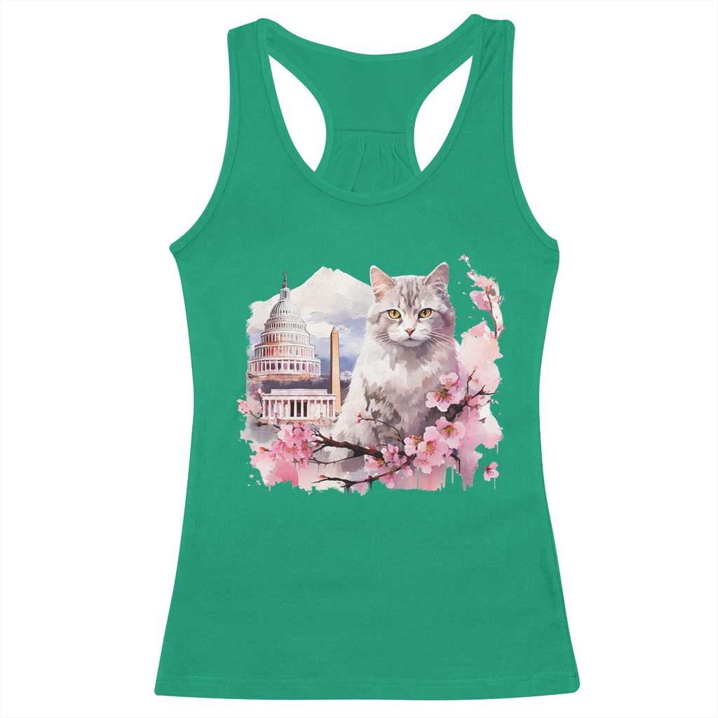 Washington DC Cat Cherry Blossoms Racerback Tank Top Capitol Building Monuments Memorials Sakura