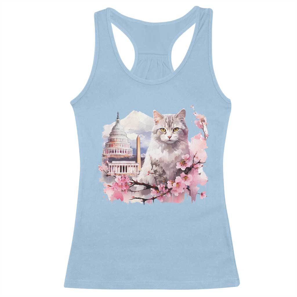 Washington DC Cat Cherry Blossoms Racerback Tank Top Capitol Building Monuments Memorials Sakura