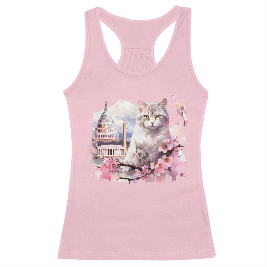 Washington DC Cat Cherry Blossoms Racerback Tank Top Capitol Building Monuments Memorials Sakura