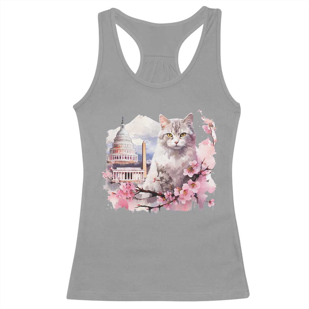 Washington DC Cat Cherry Blossoms Racerback Tank Top Capitol Building Monuments Memorials Sakura
