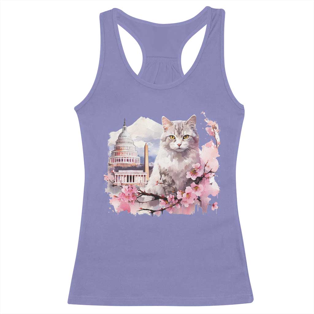 Washington DC Cat Cherry Blossoms Racerback Tank Top Capitol Building Monuments Memorials Sakura
