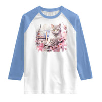 Washington DC Cat Cherry Blossoms Raglan Shirt Capitol Building Monuments Memorials Sakura