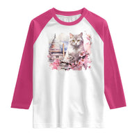 Washington DC Cat Cherry Blossoms Raglan Shirt Capitol Building Monuments Memorials Sakura