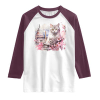 Washington DC Cat Cherry Blossoms Raglan Shirt Capitol Building Monuments Memorials Sakura