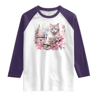 Washington DC Cat Cherry Blossoms Raglan Shirt Capitol Building Monuments Memorials Sakura