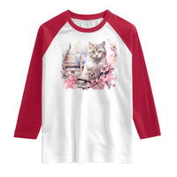 Washington DC Cat Cherry Blossoms Raglan Shirt Capitol Building Monuments Memorials Sakura