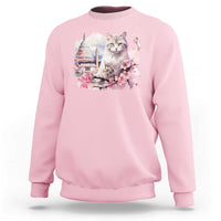 Washington DC Cat Cherry Blossoms Sweatshirt Capitol Building Monuments Memorials Sakura