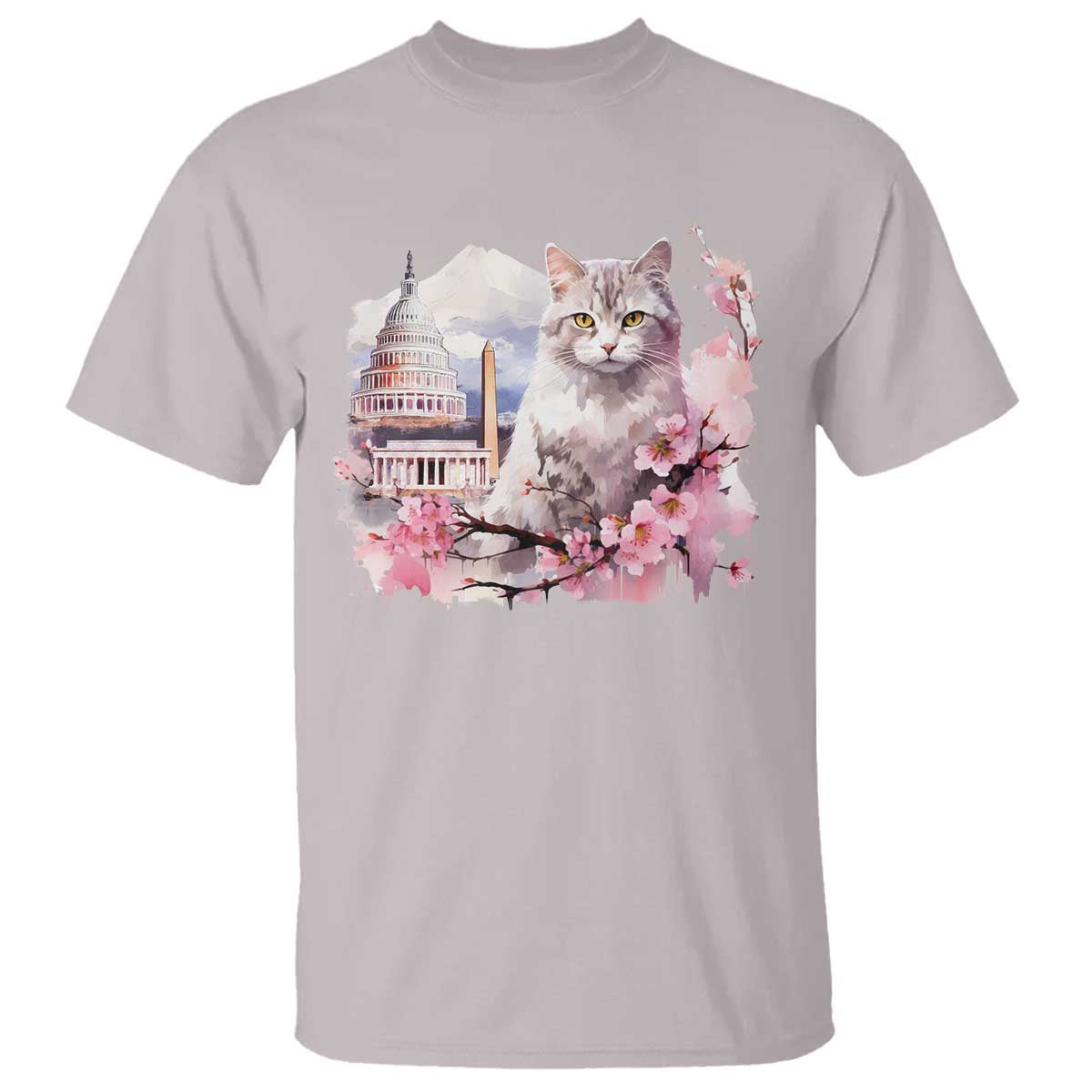 Washington DC Cat Cherry Blossoms T Shirt Capitol Building Monuments Memorials Sakura