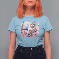 Washington DC Cat Cherry Blossoms T Shirt For Women Capitol Building Monuments Memorials Sakura