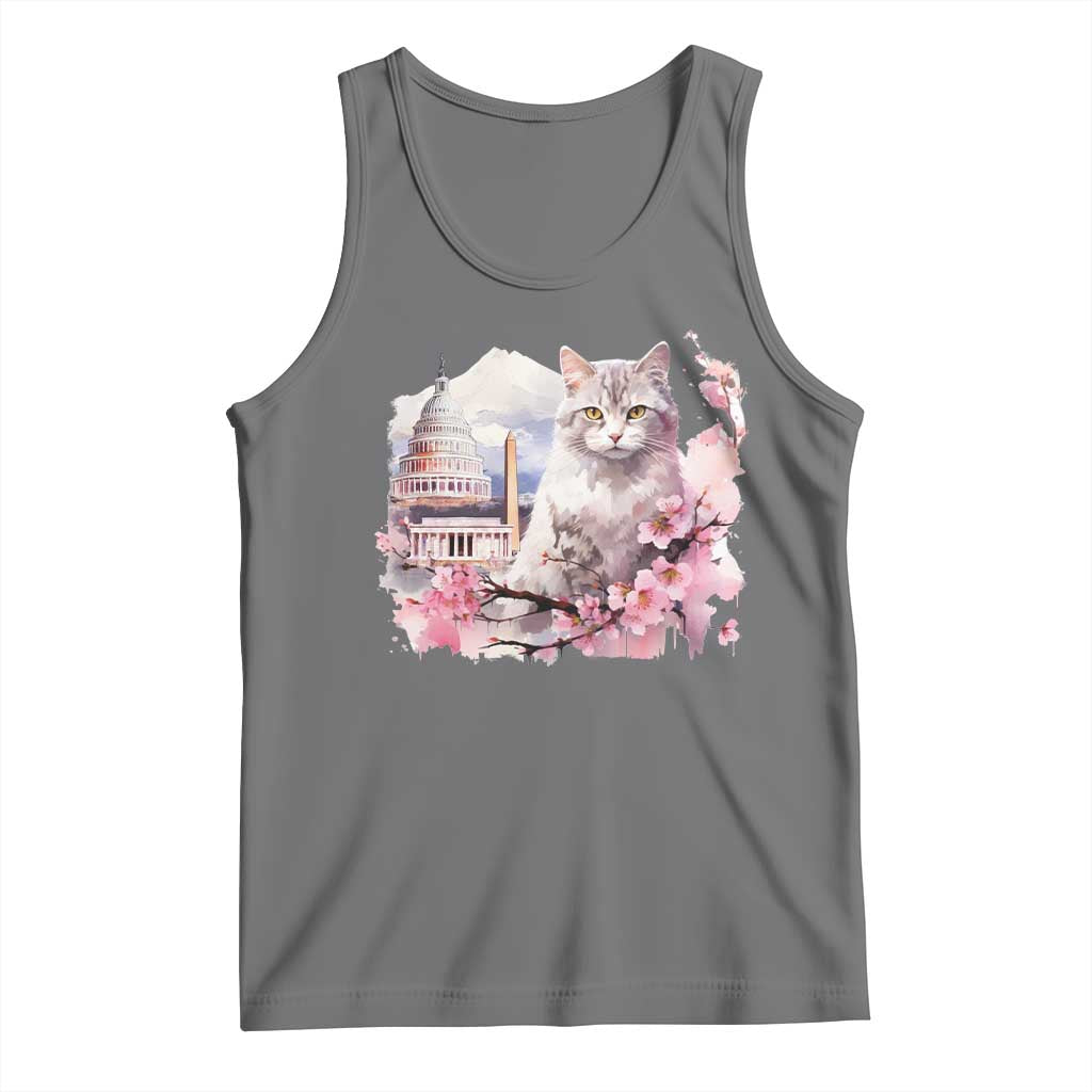 Washington DC Cat Cherry Blossoms Tank Top Capitol Building Monuments Memorials Sakura