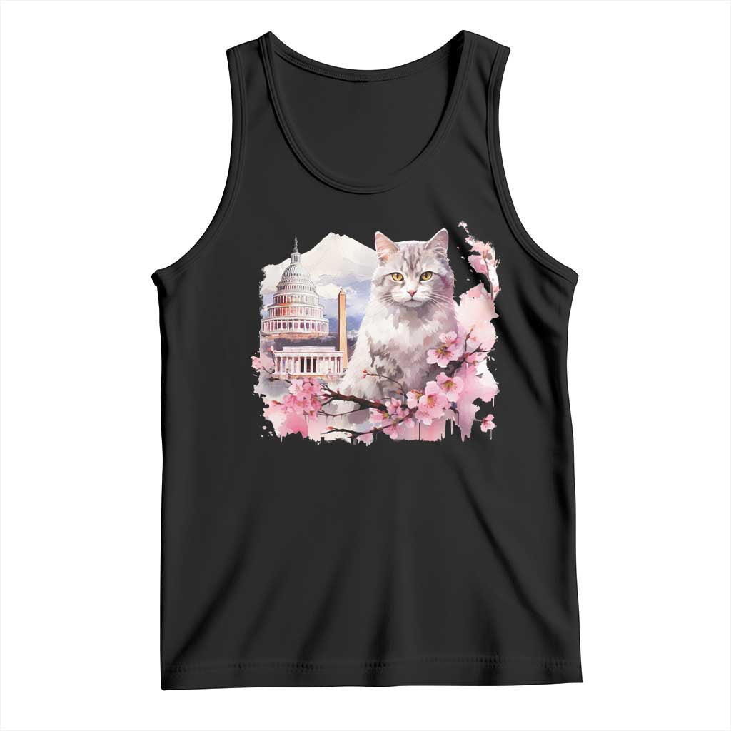 Washington DC Cat Cherry Blossoms Tank Top Capitol Building Monuments Memorials Sakura