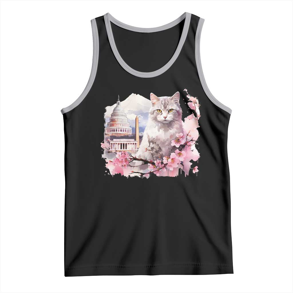Washington DC Cat Cherry Blossoms Tank Top Capitol Building Monuments Memorials Sakura