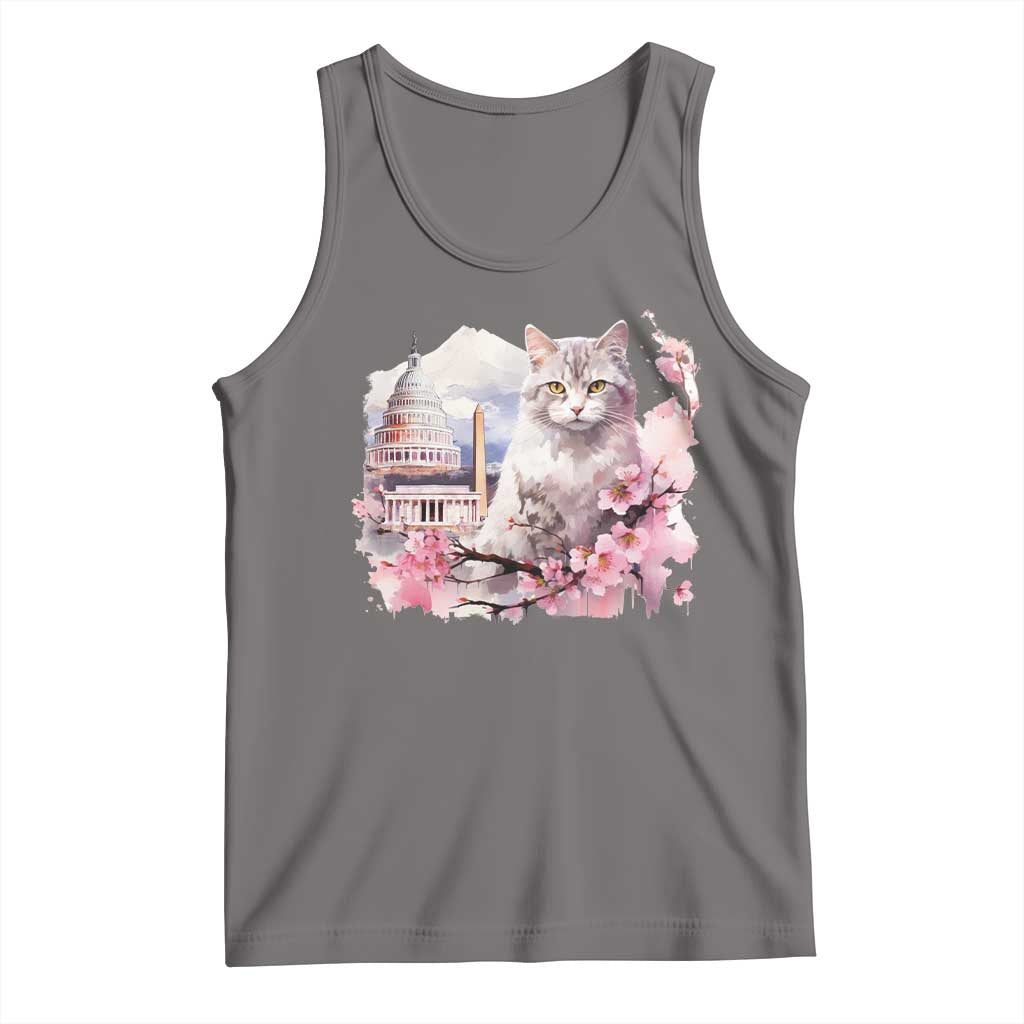 Washington DC Cat Cherry Blossoms Tank Top Capitol Building Monuments Memorials Sakura