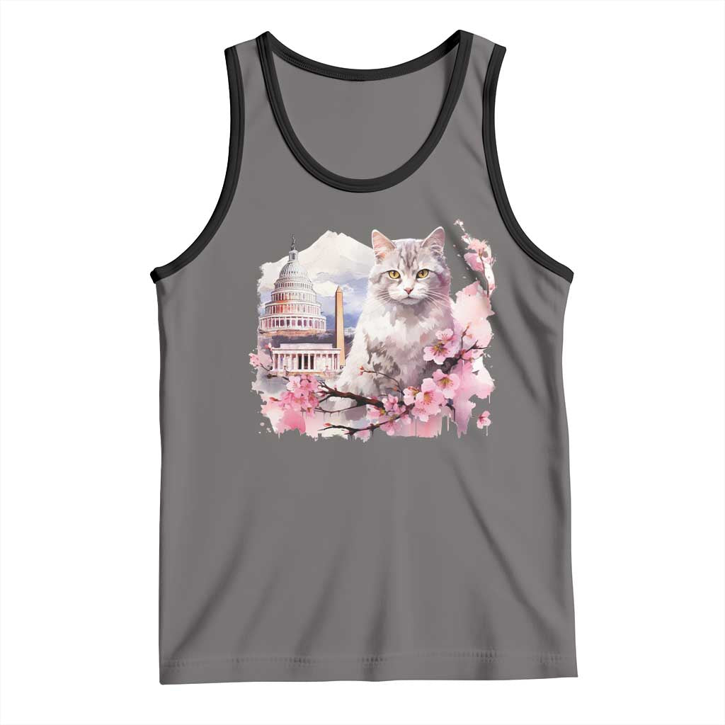 Washington DC Cat Cherry Blossoms Tank Top Capitol Building Monuments Memorials Sakura