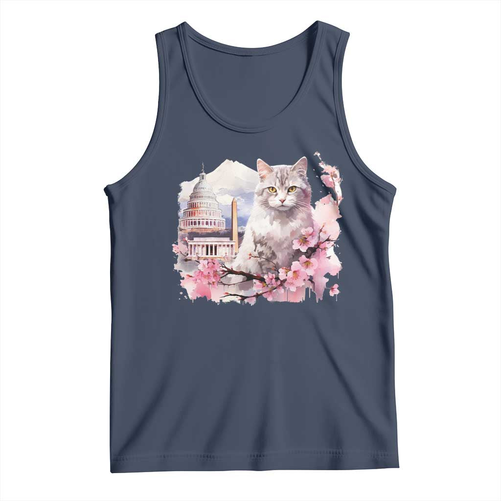 Washington DC Cat Cherry Blossoms Tank Top Capitol Building Monuments Memorials Sakura