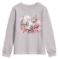 Washington DC Cat Cherry Blossoms Youth Sweatshirt Capitol Building Monuments Memorials Sakura