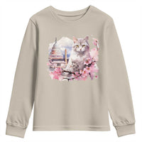 Washington DC Cat Cherry Blossoms Youth Sweatshirt Capitol Building Monuments Memorials Sakura
