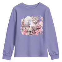 Washington DC Cat Cherry Blossoms Youth Sweatshirt Capitol Building Monuments Memorials Sakura