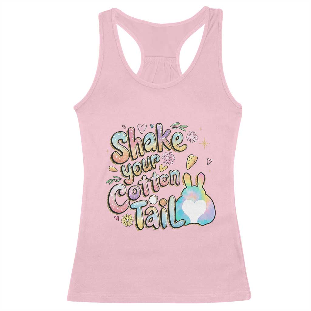 Funny Easter Day Retro Bunny Shake Your Cotton Tail Racerback Tank Top