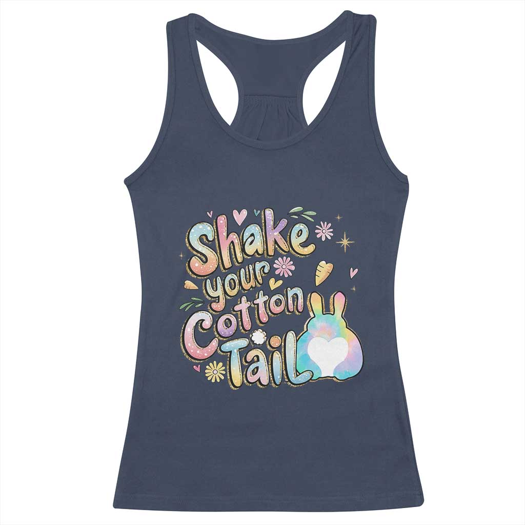 Funny Easter Day Retro Bunny Shake Your Cotton Tail Racerback Tank Top