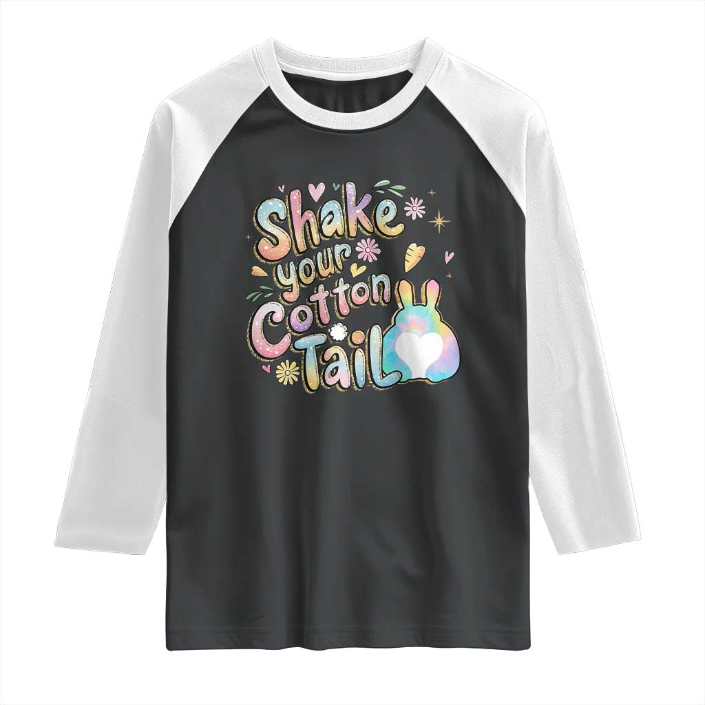 Funny Easter Day Retro Bunny Shake Your Cotton Tail Raglan Shirt