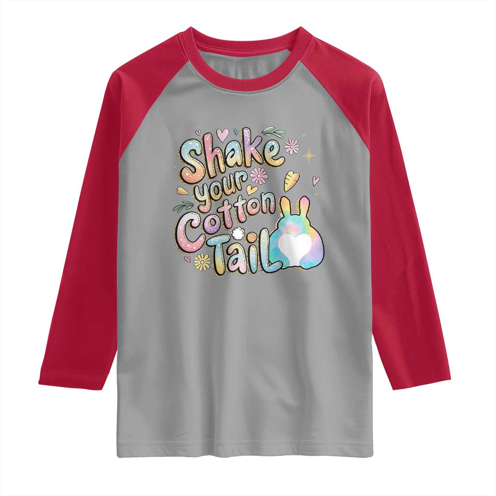 Funny Easter Day Retro Bunny Shake Your Cotton Tail Raglan Shirt