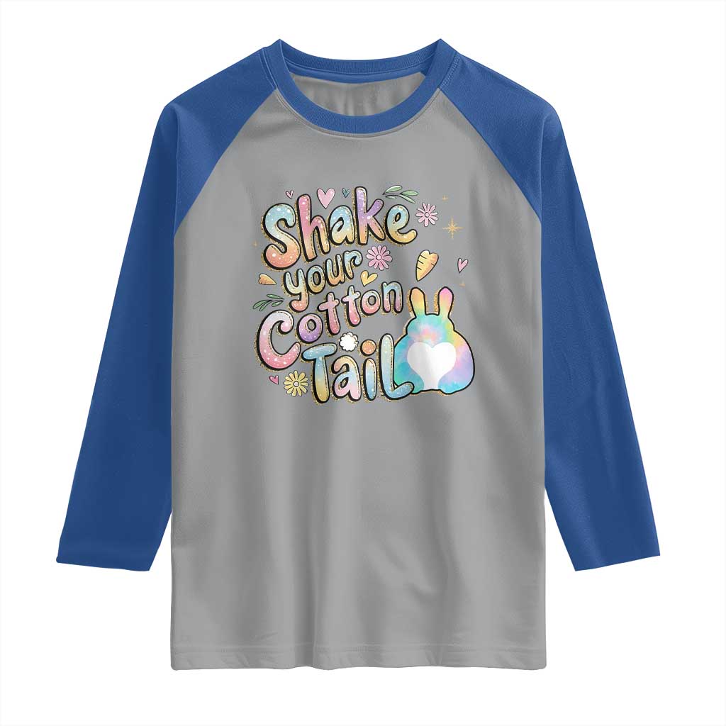 Funny Easter Day Retro Bunny Shake Your Cotton Tail Raglan Shirt