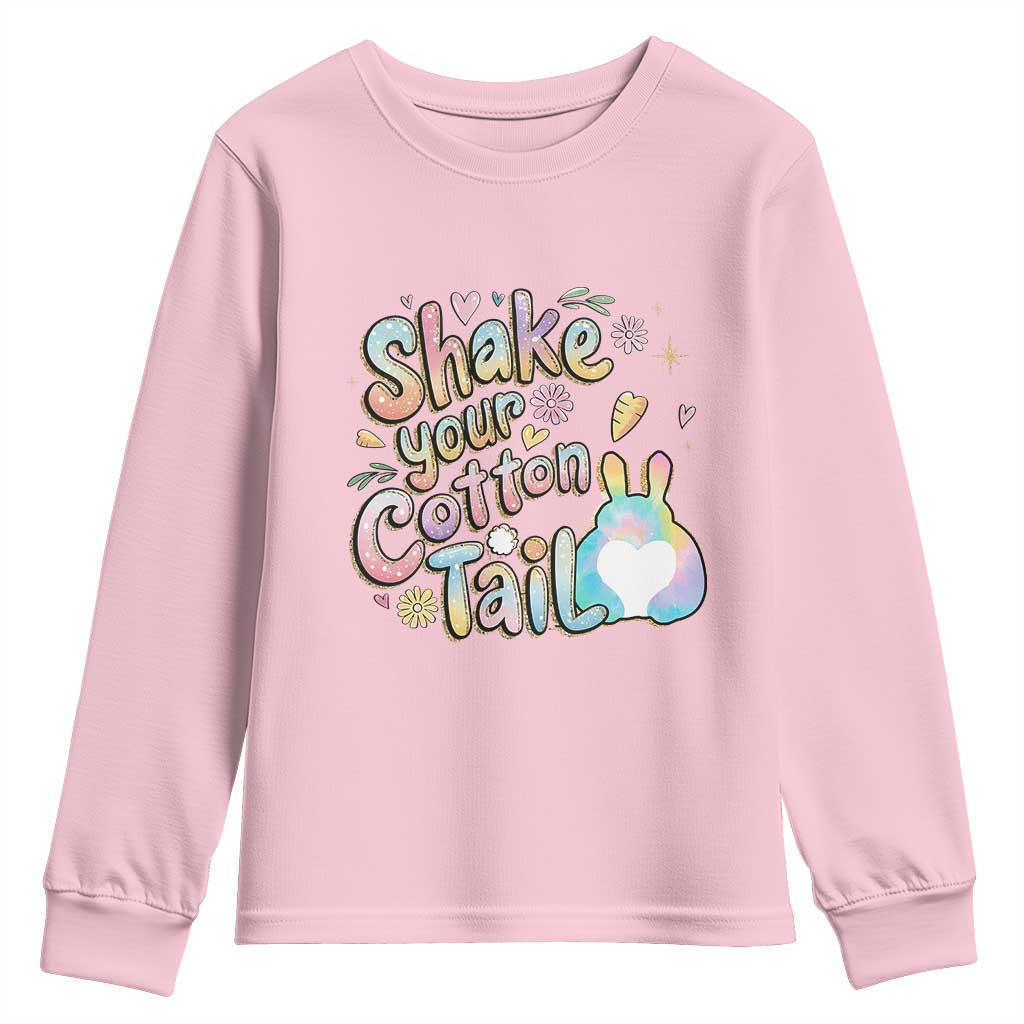 Funny Easter Day Retro Bunny Shake Your Cotton Tail Youth Sweatshirt
