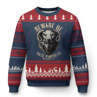 Beware Of False Prophets Ugly Christmas Sweater Christian Sheep Wolf - Wonder Print Shop