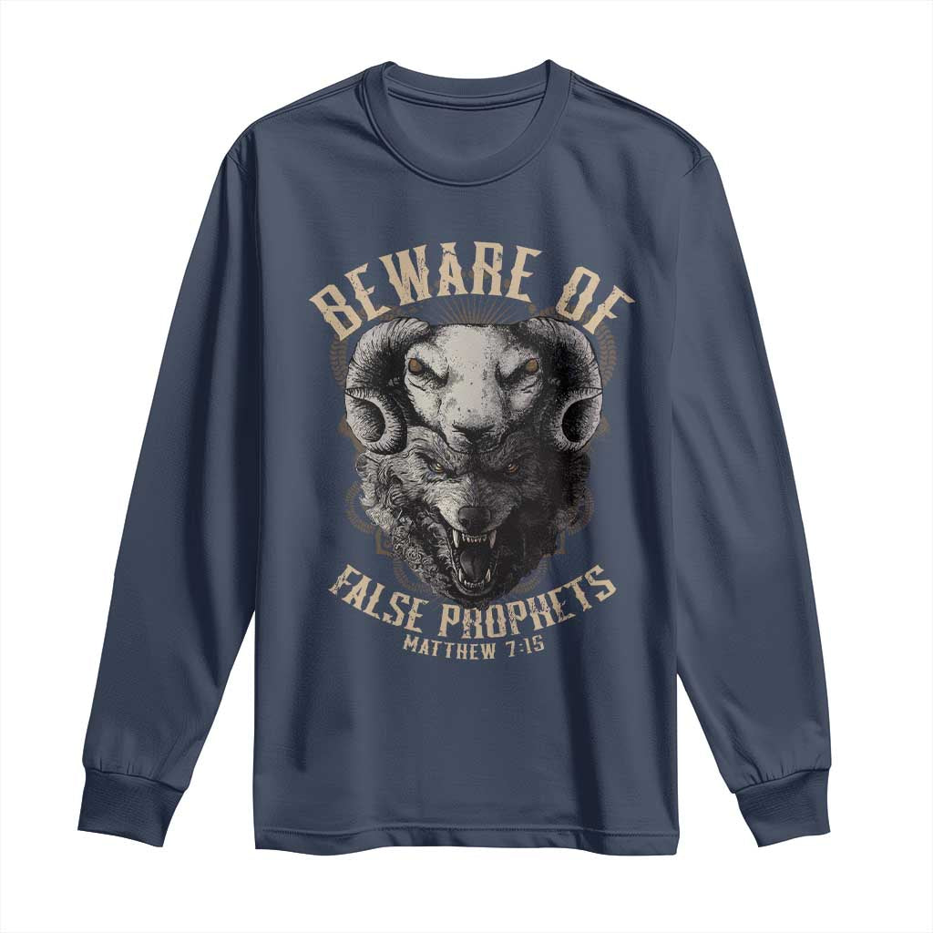 Beware Of False Prophets Long Sleeve Shirt Christian Sheep Wolf